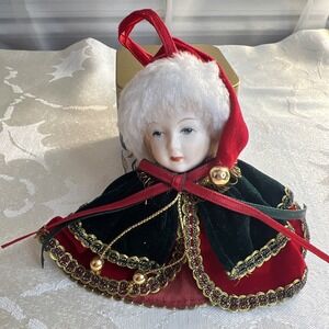 ROC Victorian Porcelain Girl Head Christmas Ornament